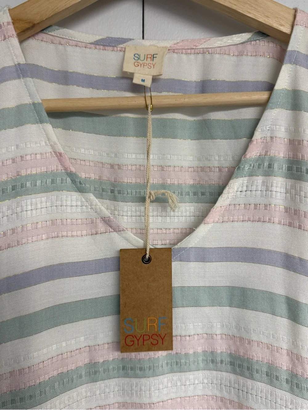 NWT Surf Gypsy Pastel Stripe Tassel Beach Coverup Resort Vacation M